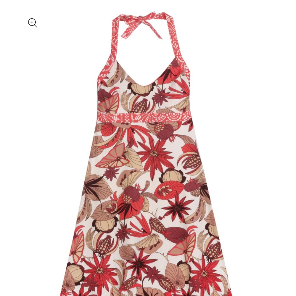 Patagonia Iliana Halter Dress Orange Tropical Built in Bra Organic Cotton Small